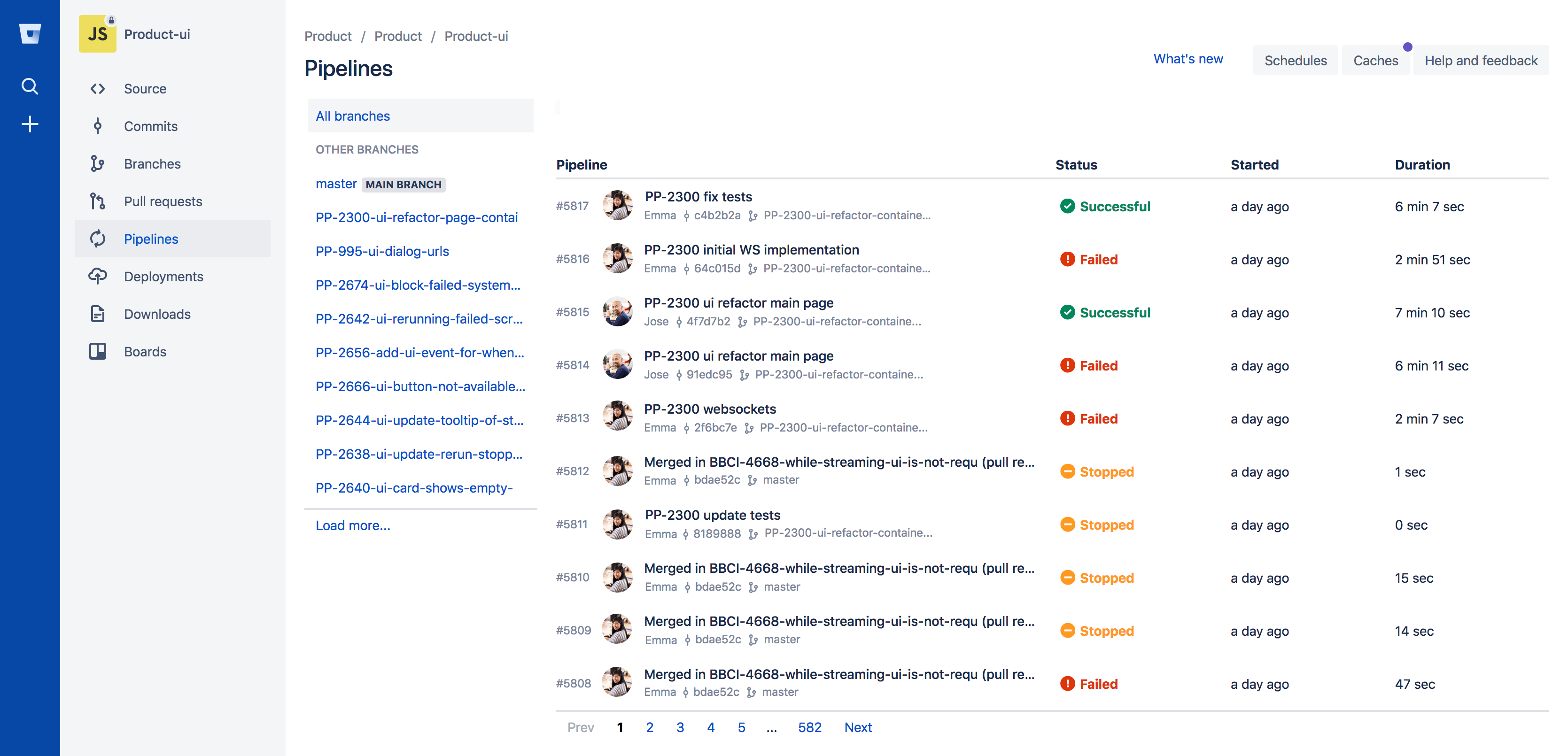 Bitbucket Pipelines Dashboard